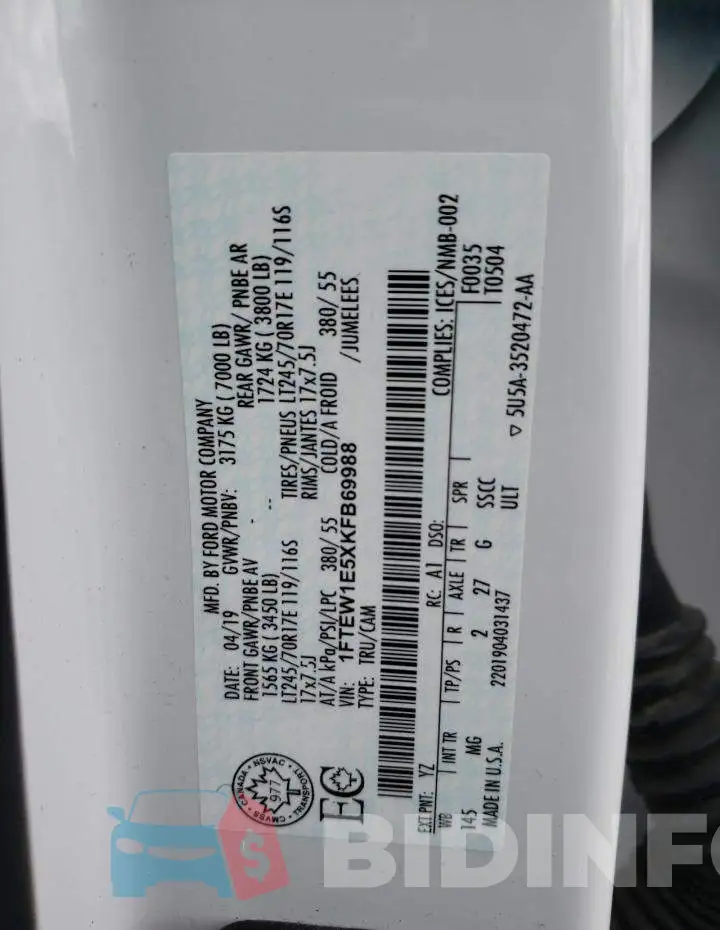 1FTEW1E5XKFB69988 Photo# 10