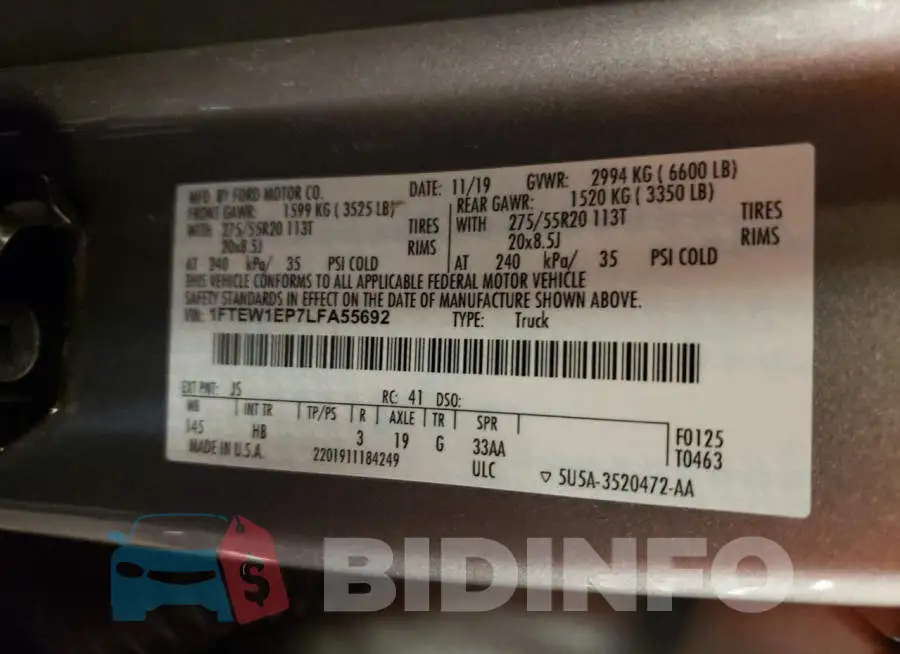 1FTEW1EP7LFA55692 Photo# 10