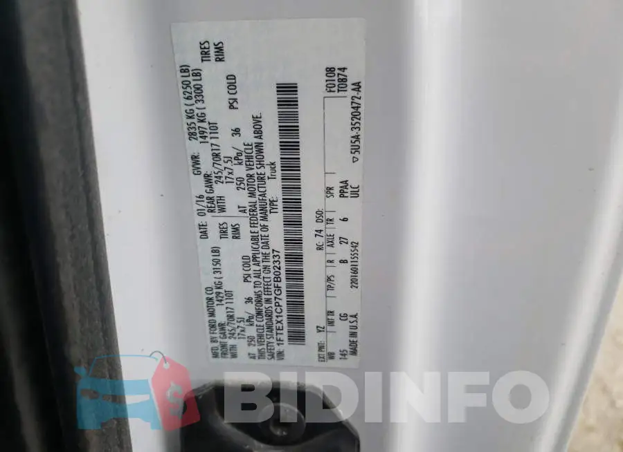 1FTEX1CP7GFB02337 Photo# 10