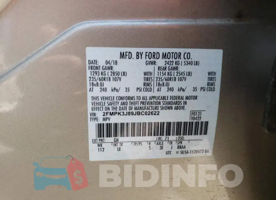 2FMPK3J89JBC02622 Photo# 10