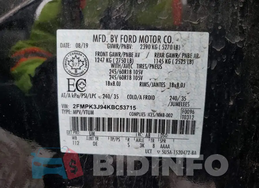 2FMPK3J94KBC53715 Photo# 10