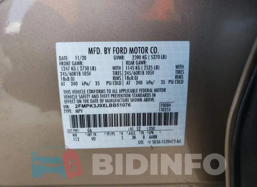 2FMPK3J9XLBB51076 Photo# 10