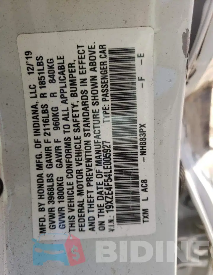 19XZE4F54LE005927 Photo# 10