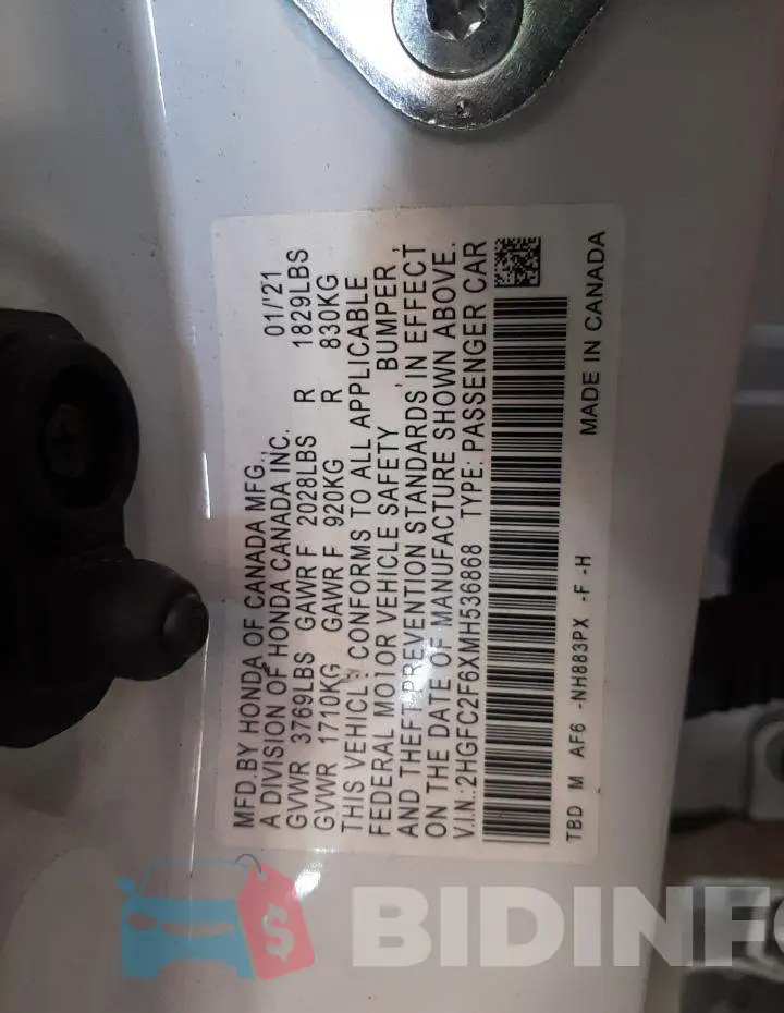 2HGFC2F6XMH536868 Photo# 10