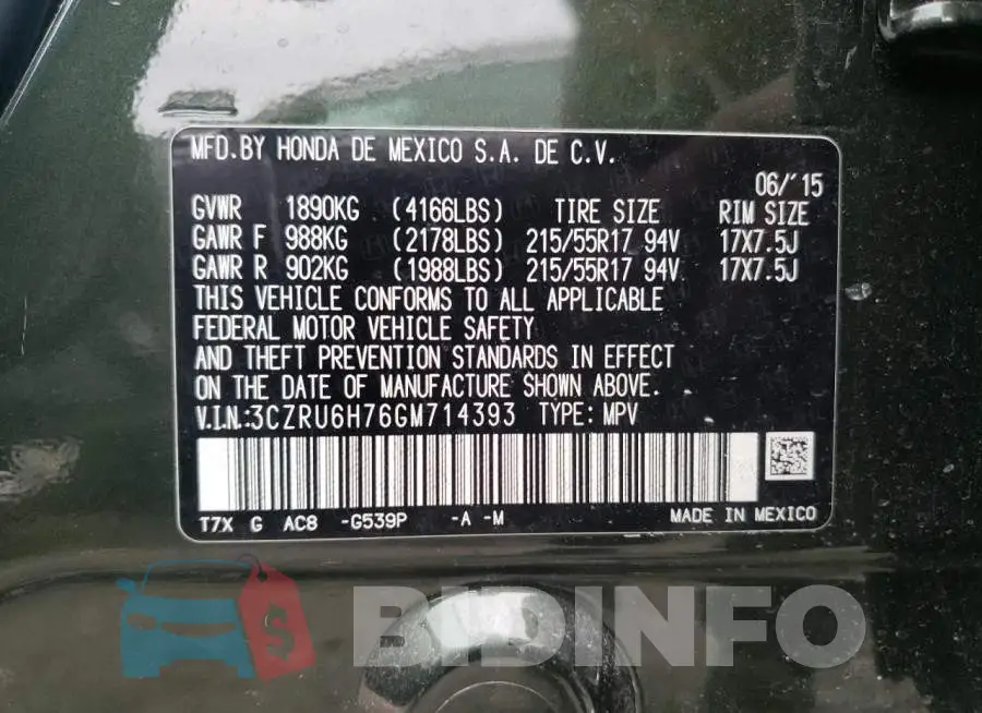 3CZRU6H76GM714393 Photo# 10