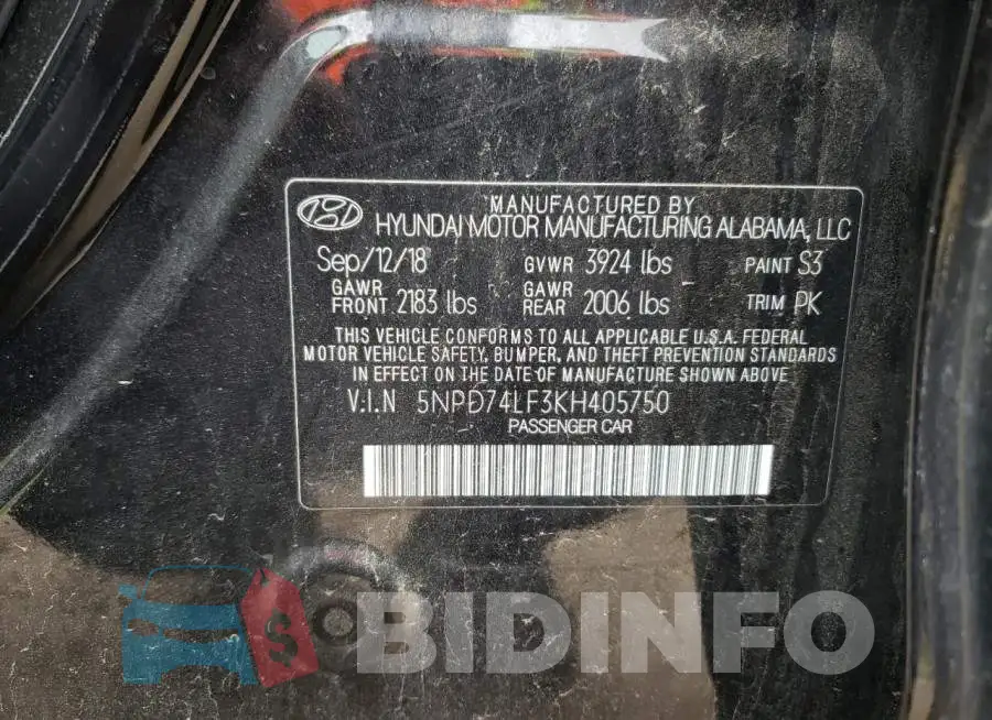 5NPD74LF3KH405750 Photo# 10