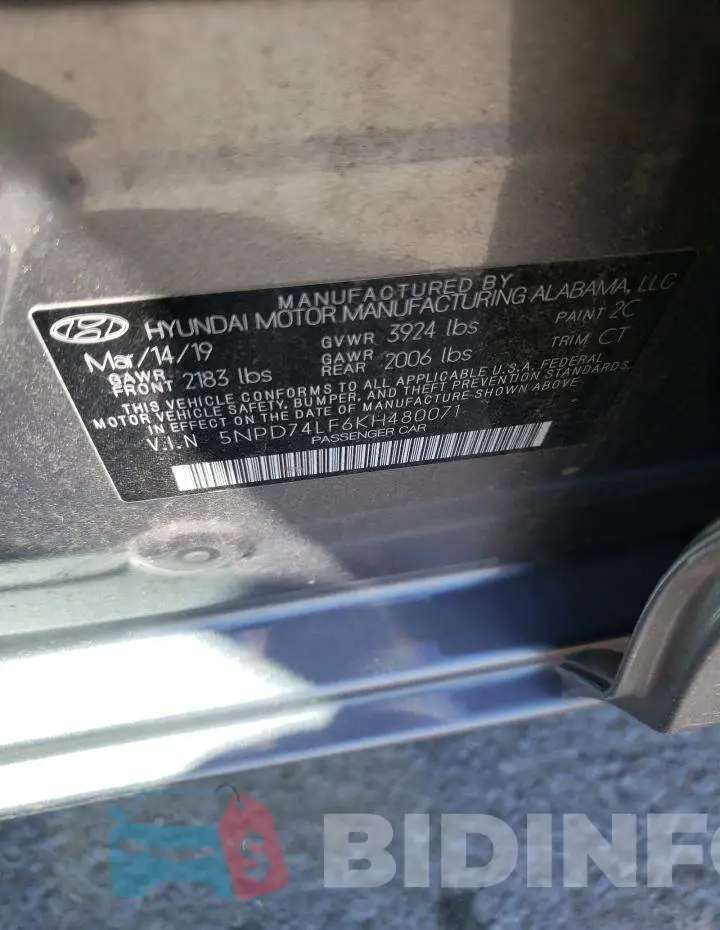5NPD74LF6KH480071 Photo# 10
