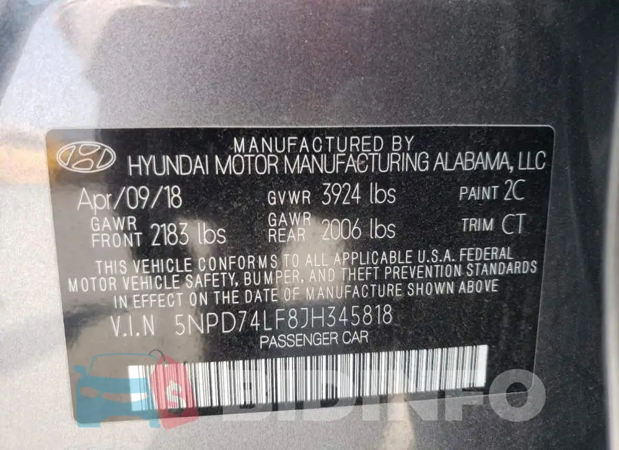 5NPD74LF8JH345818 Photo# 10