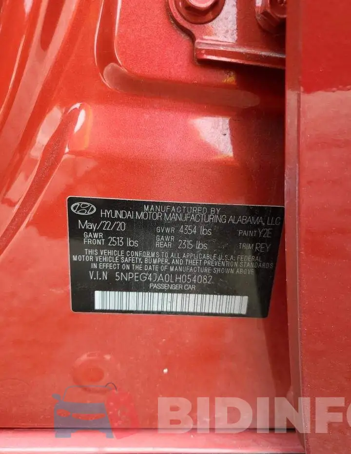 5NPEG4JA0LH054082 Photo# 10