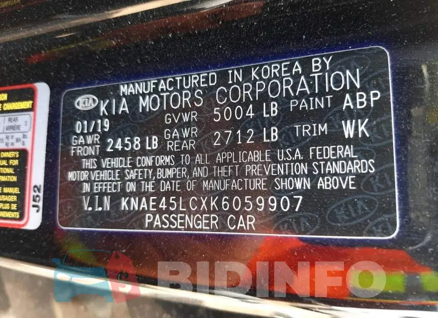 KNAE45LCXK6059907 Photo# 10