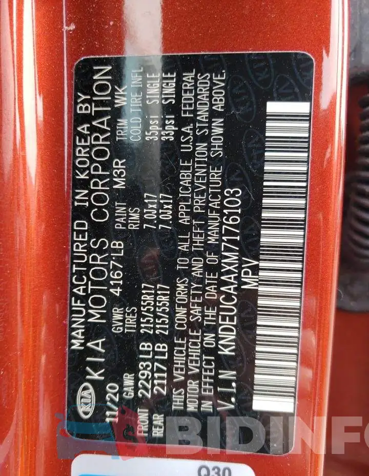 KNDEUCAAXM7176103 Photo# 10