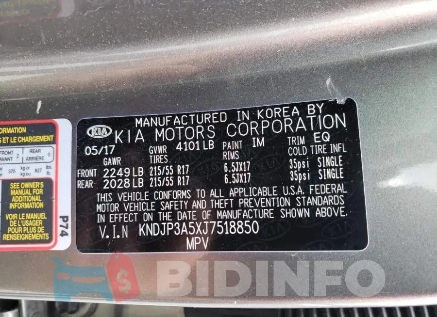 KNDJP3A5XJ7518850 Photo# 10