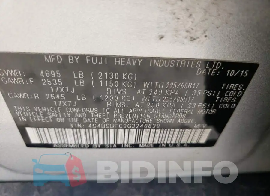 4S4BSBFC9G3246839 Photo# 10