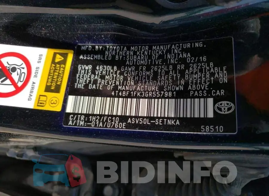 4T4BF1FK3GR557981 Photo# 10