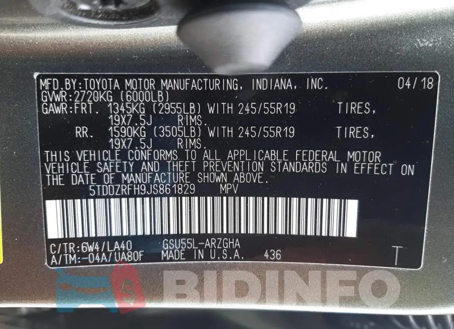 5TDDZRFH9JS861829 Photo# 10