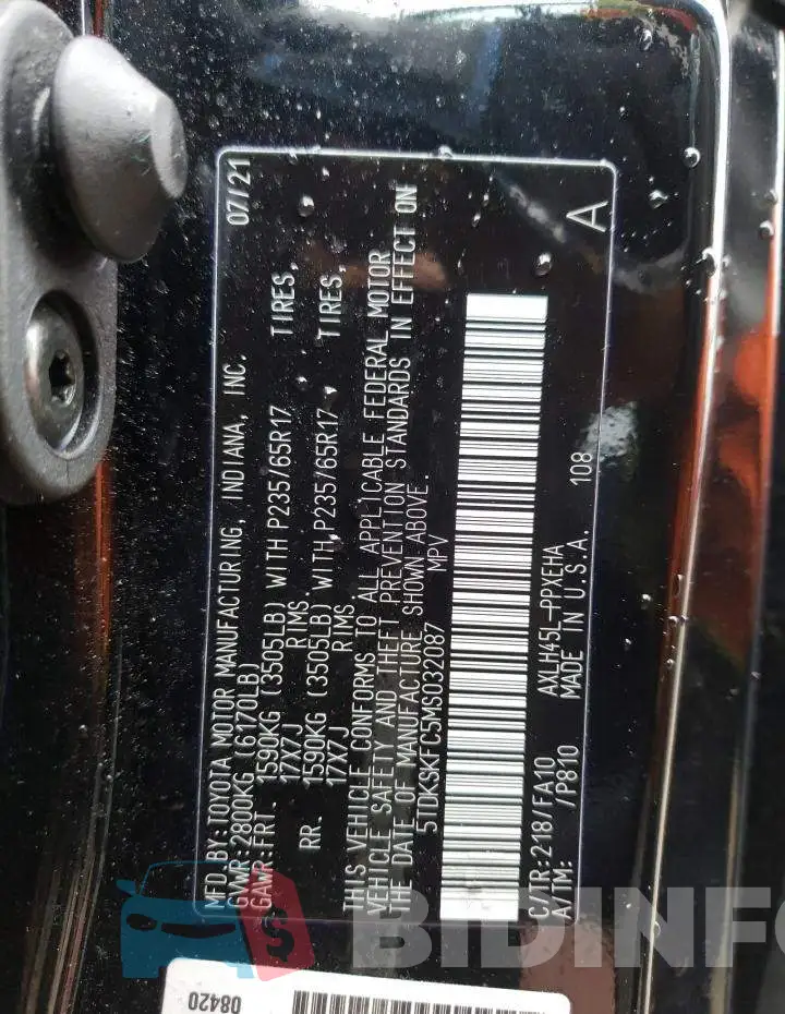 5TDKSKFC5MS032087 Photo# 10