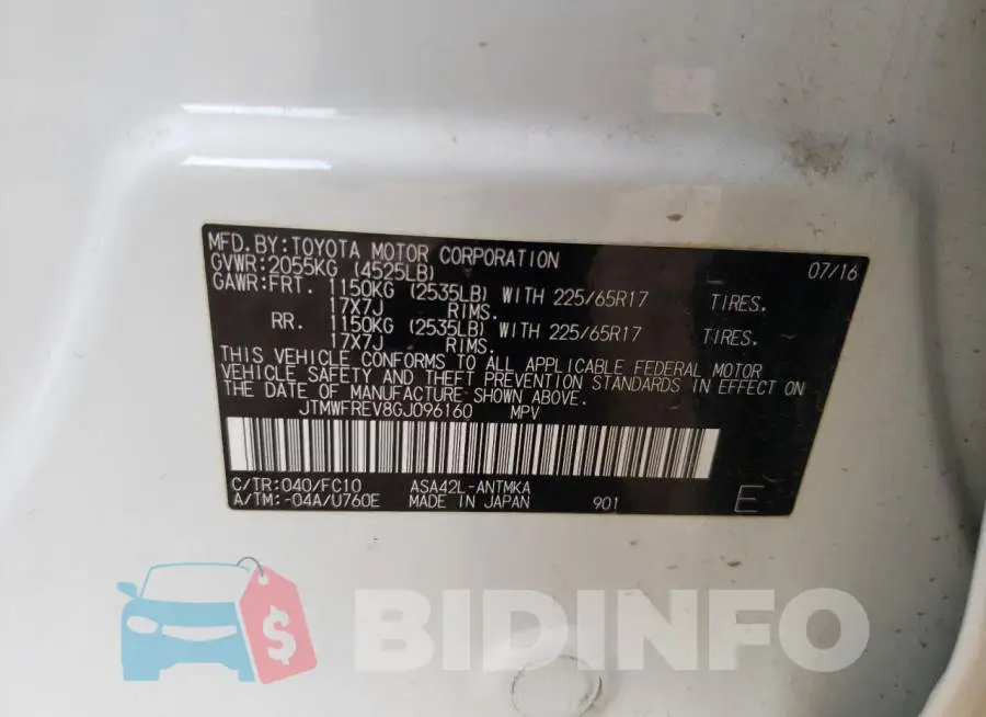 JTMWFREV8GJ096160 Photo# 10