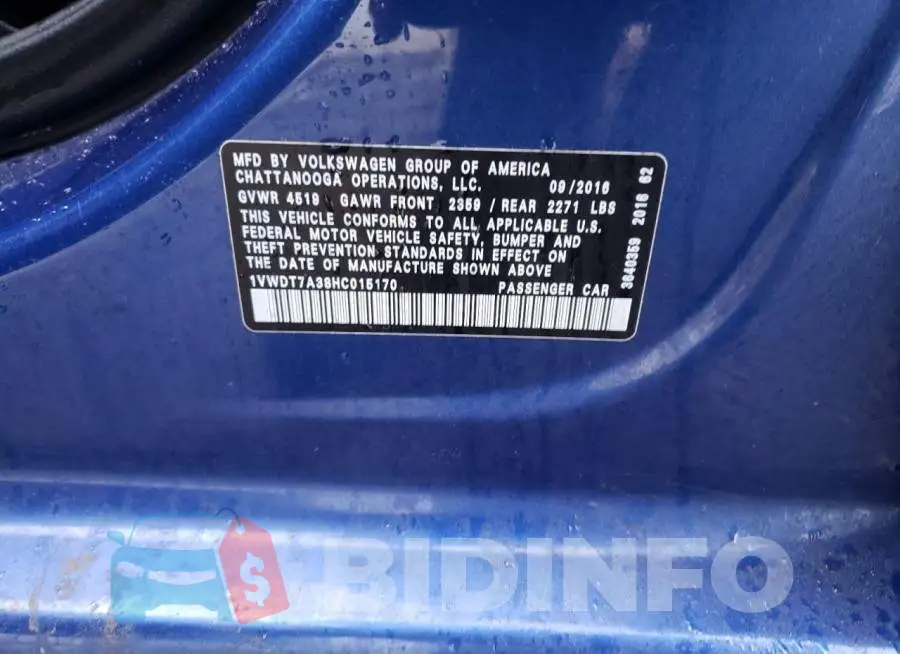 1VWDT7A38HC015170 Photo# 10