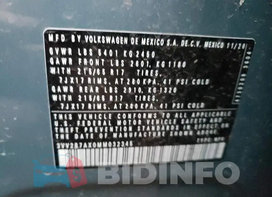 3VV2B7AX0MM032345 Photo# 10