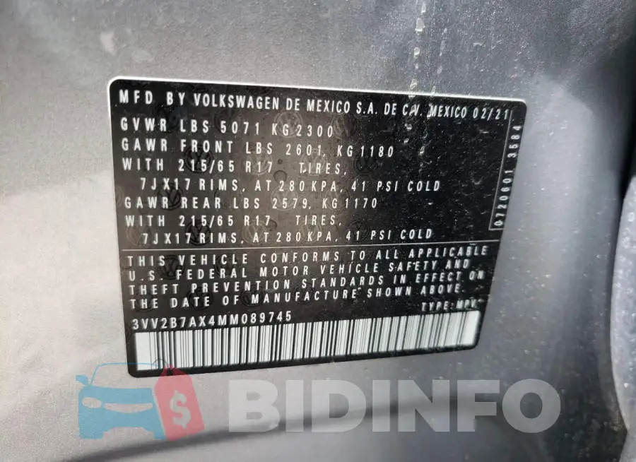 3VV2B7AX4MM089745 Photo# 10