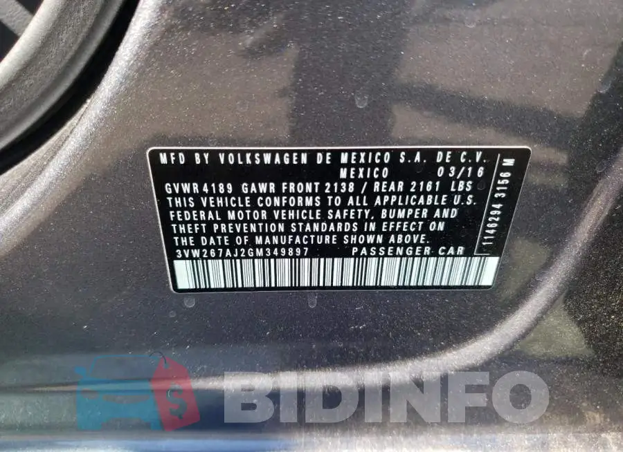 3VW267AJ2GM349897 Photo# 10