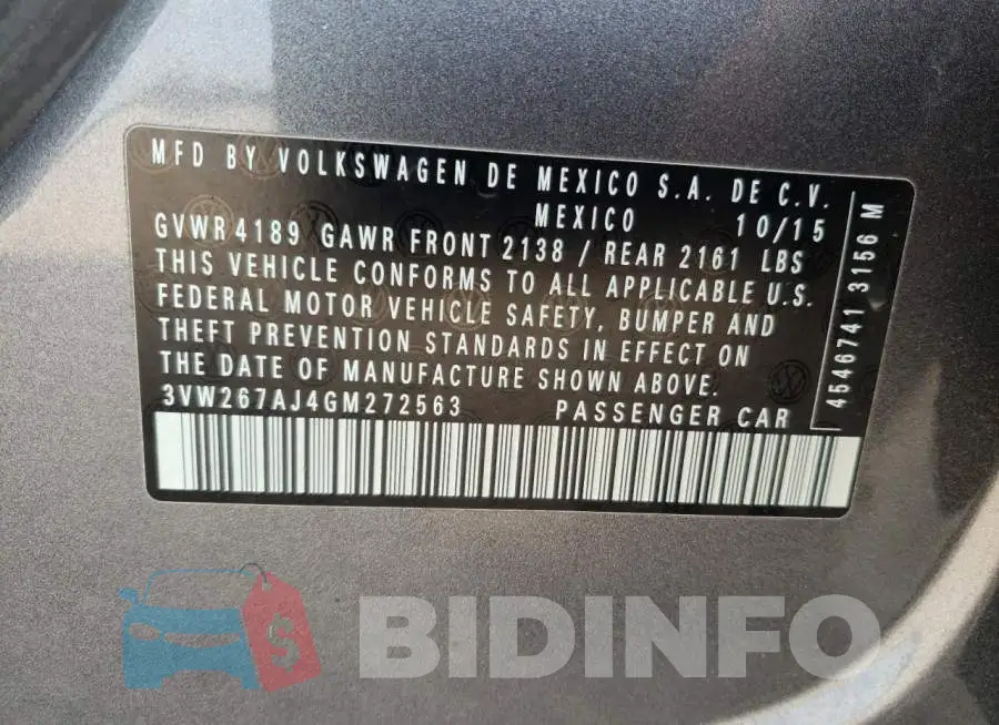 3VW267AJ4GM272563 Photo# 10