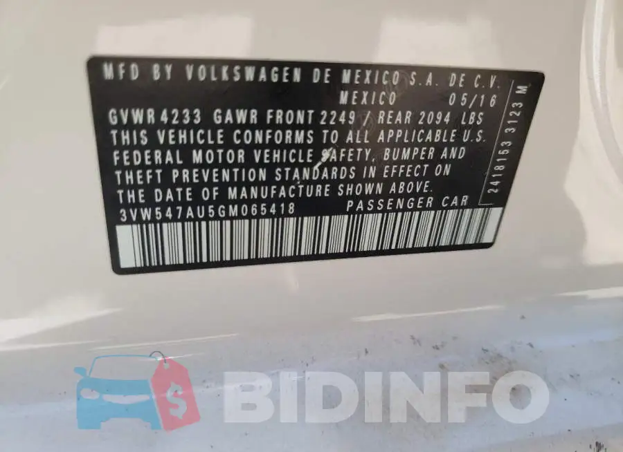 3VW547AU5GM065418 Photo# 10