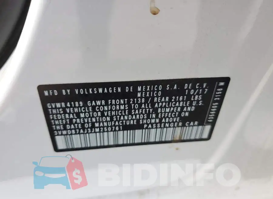 3VWDB7AJ3JM250761 Photo# 10
