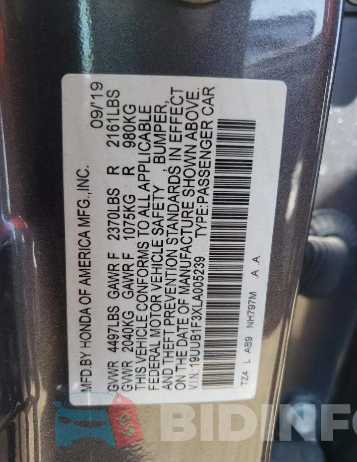 19UUB1F3XLA005239 Photo# 10