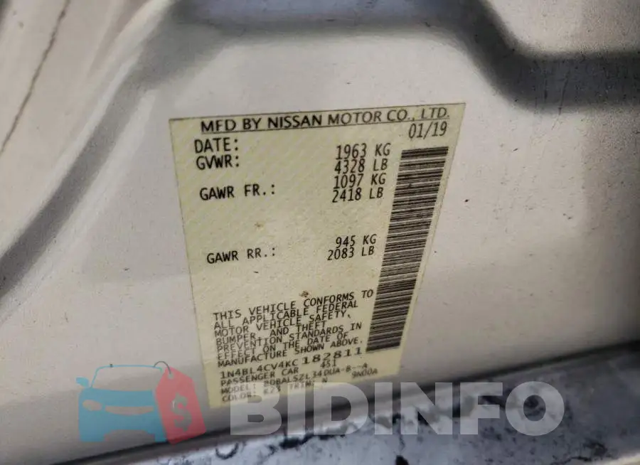 1N4BL4CV4KC182811 Photo# 10