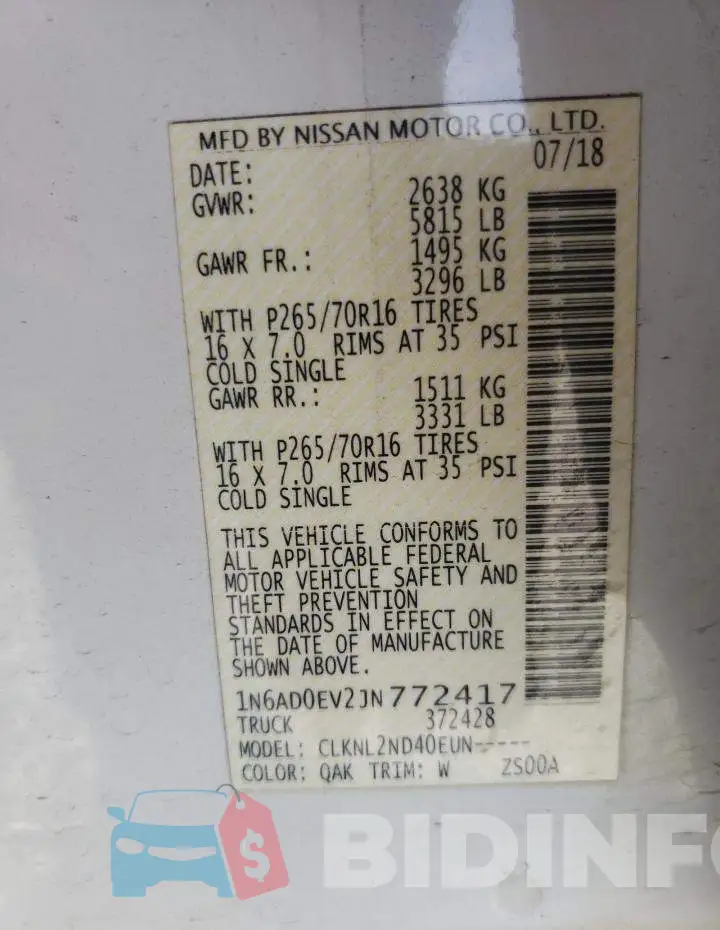 1N6AD0EV2JN772417 Photo# 10
