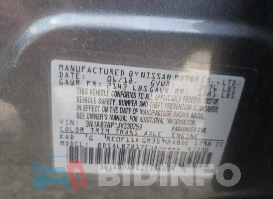 3N1AB7AP1JY338259 Photo# 10