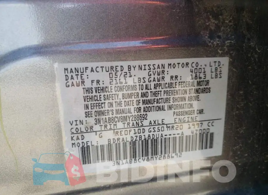 3N1AB8CV8MY288692 Photo# 10