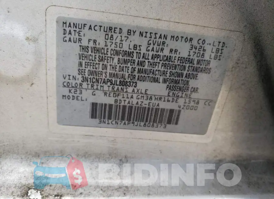 3N1CN7AP9JL808373 Photo# 10