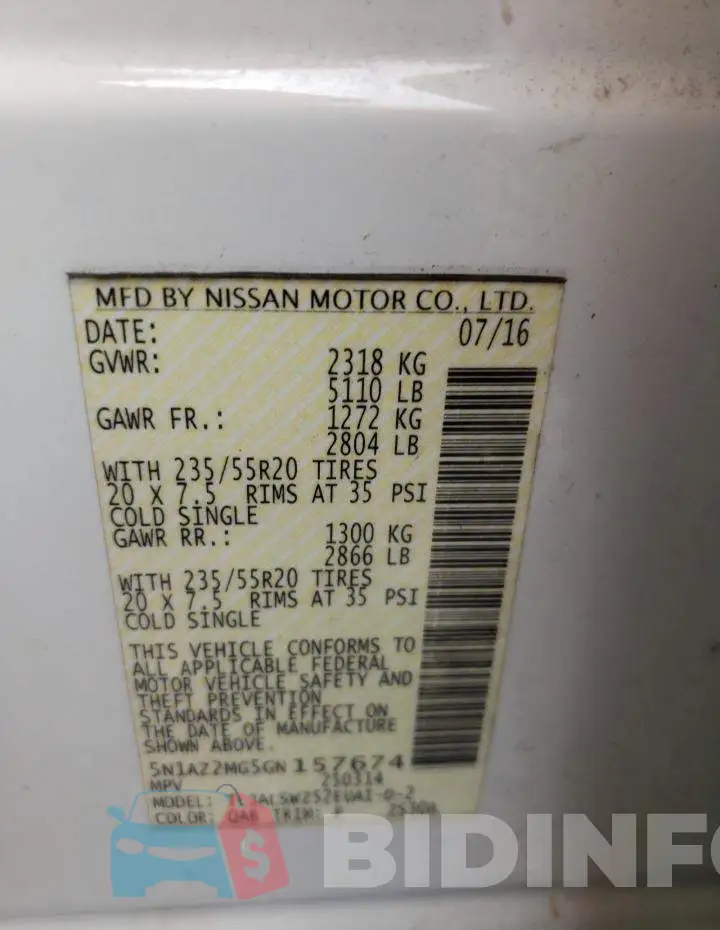 5N1AZ2MG5GN157674 Photo# 10
