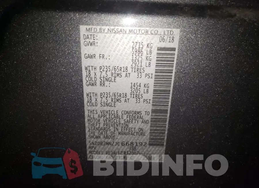 5N1DR2MN2JC668192 Photo# 10
