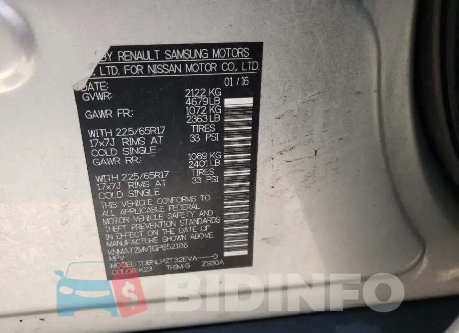 KNMAT2MV1GP652186 Photo# 10