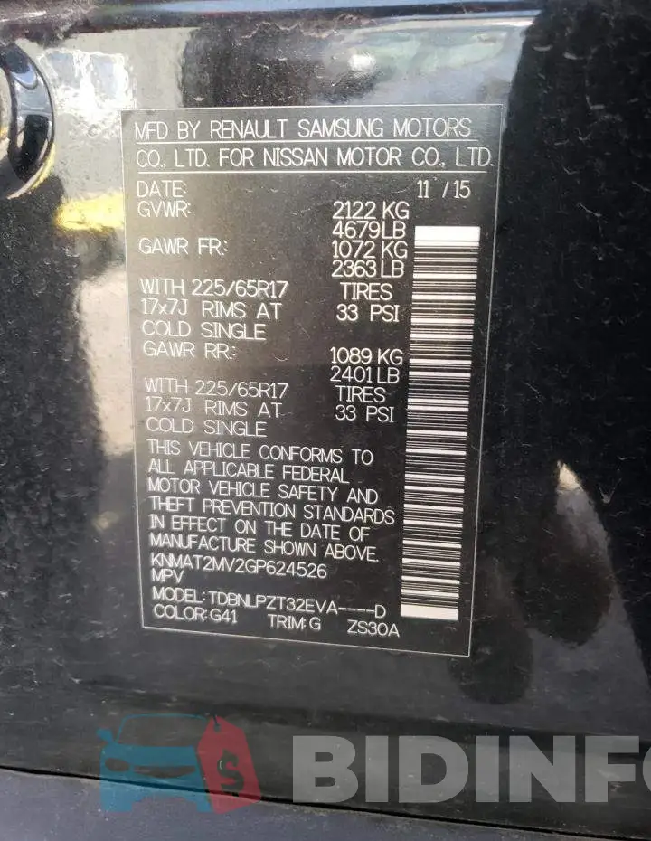 KNMAT2MV2GP624526 Photo# 10
