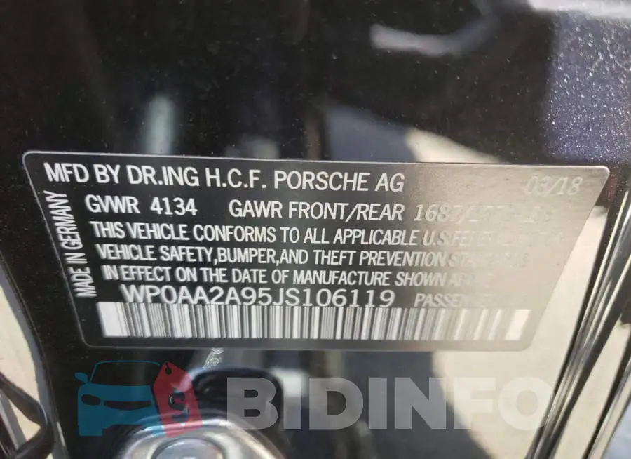 WP0AA2A95JS106119 Photo# 10