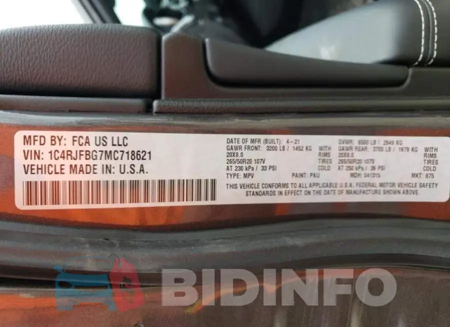 1C4RJFBG7MC718621 Photo# 10