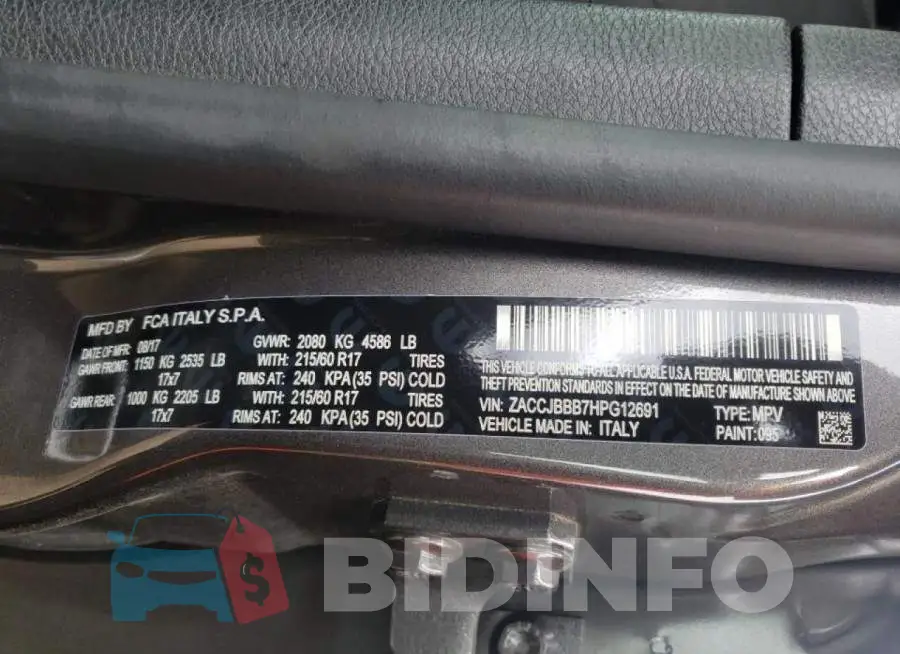 ZACCJBBB7HPG12691 Photo# 10