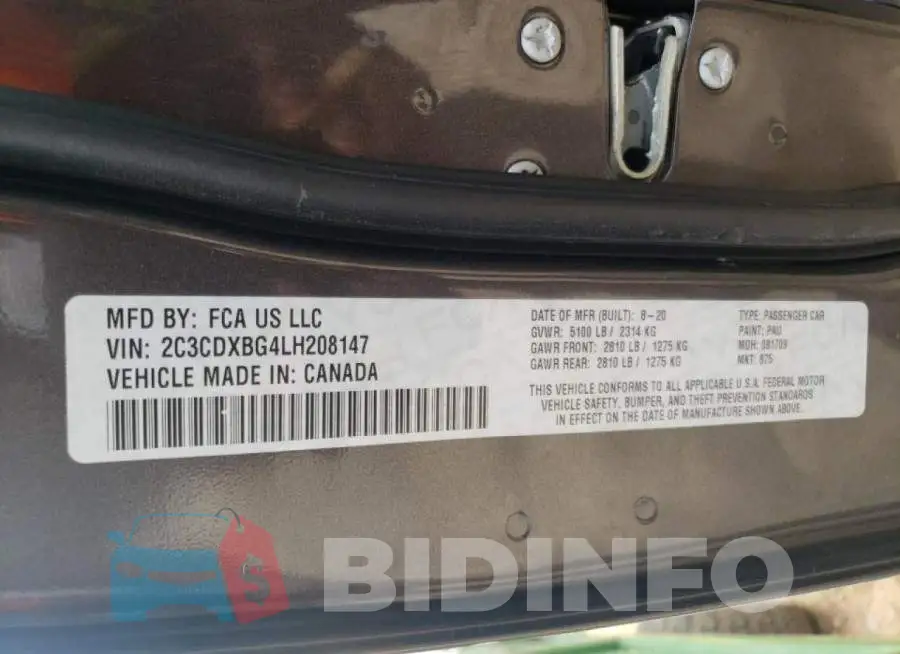 2C3CDXBG4LH208147 Photo# 10