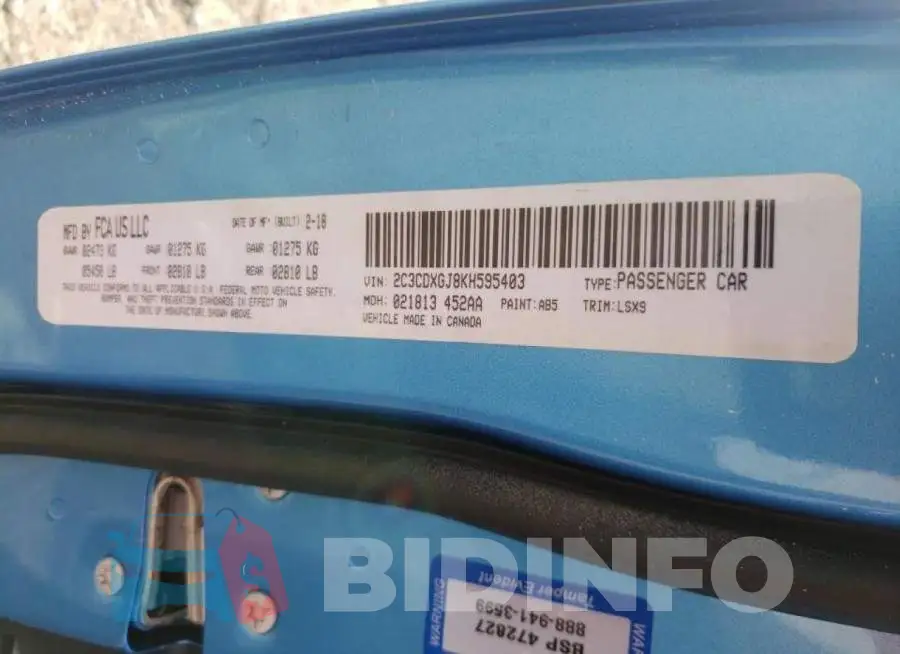 2C3CDXCT8KH519848 Photo# 10