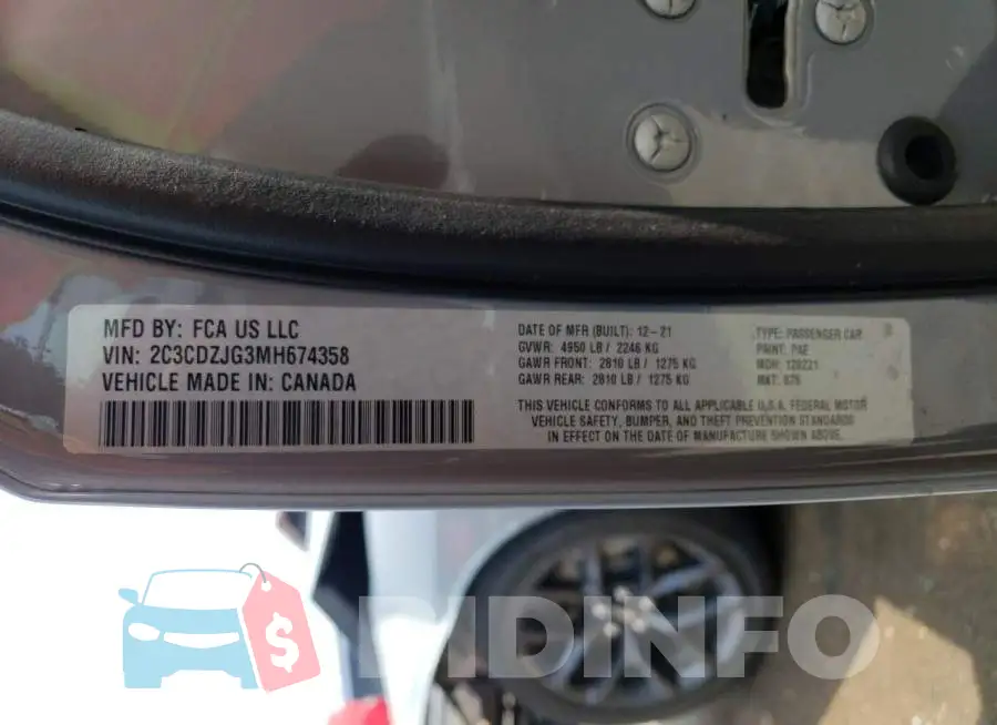 2C3CDZJG3MH674358 Photo# 10