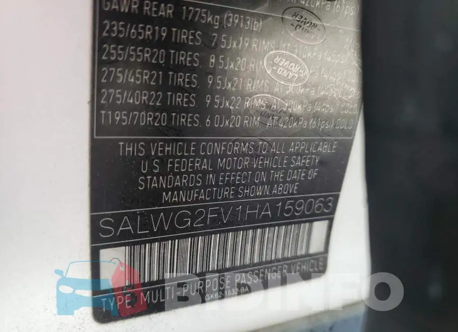 SALWG2FV1HA159063 Photo# 10