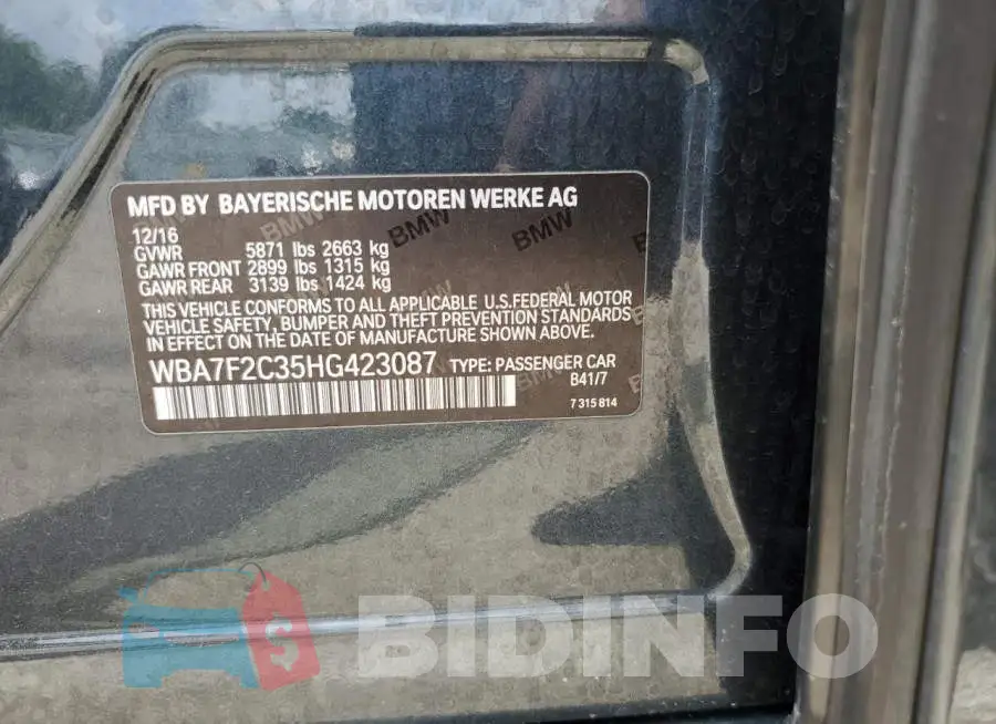 WBA7F2C35HG423087 Photo# 10
