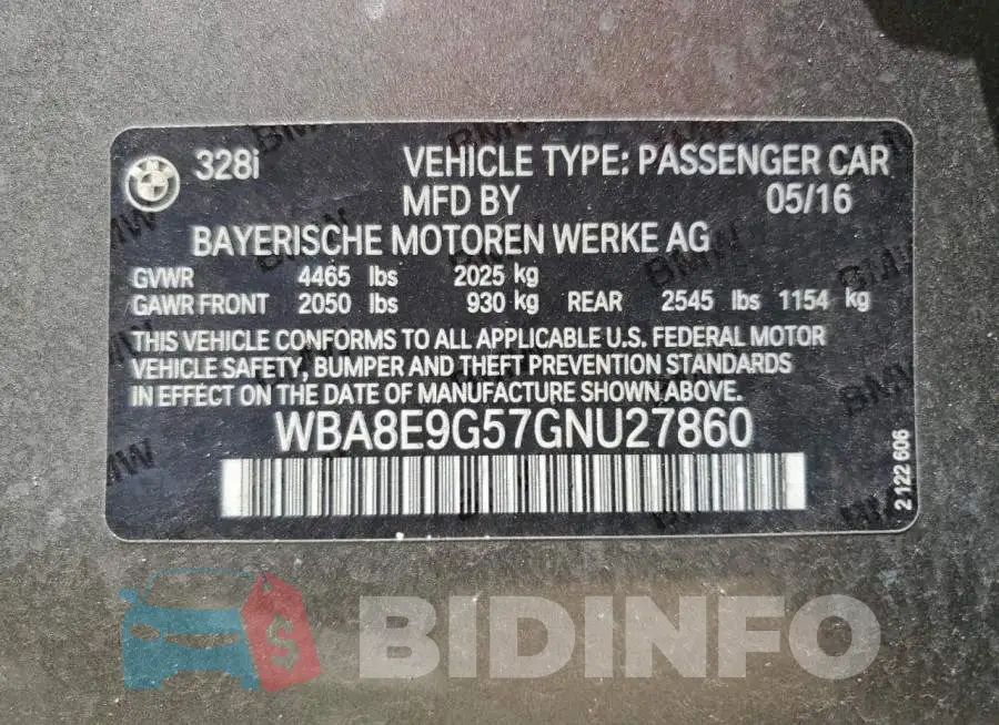 WBA8E9G57GNU27860 Photo# 10