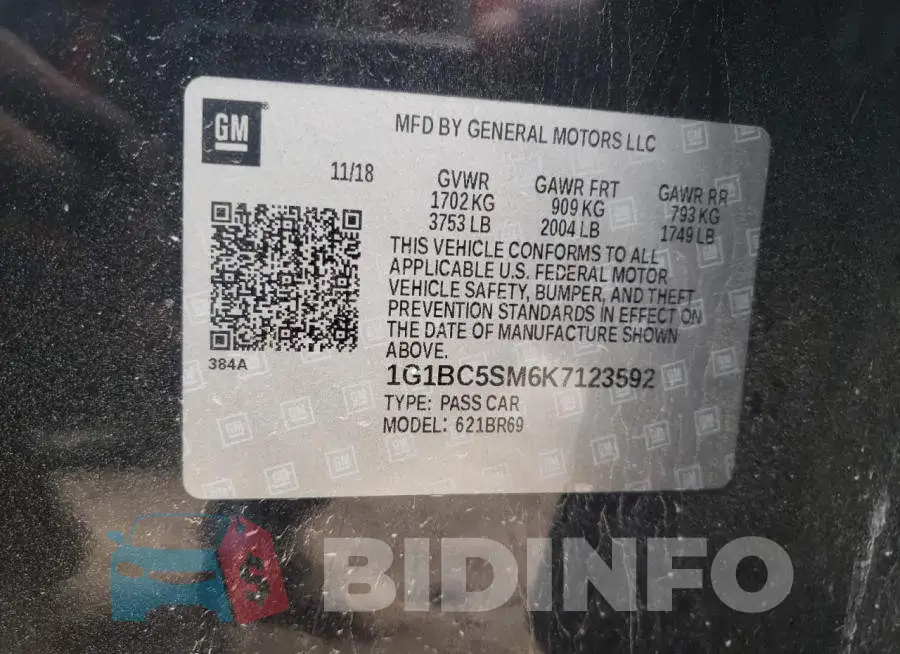 1G1BC5SM6K7123592 Photo# 10