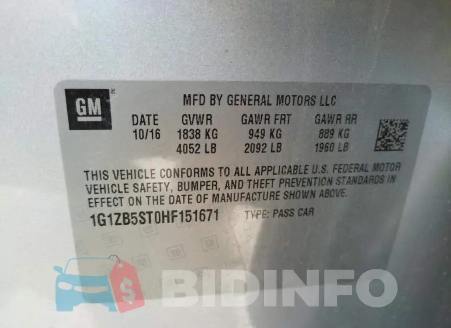 1G1ZB5ST0HF151671 Photo# 10