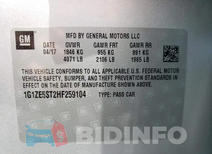 1G1ZE5ST2HF259104 Photo# 10